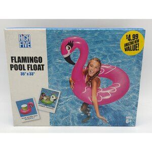 High Five Flamingo Pool Float 35" X 33" For Ages 6+  Inflatable Summer Fun Acces